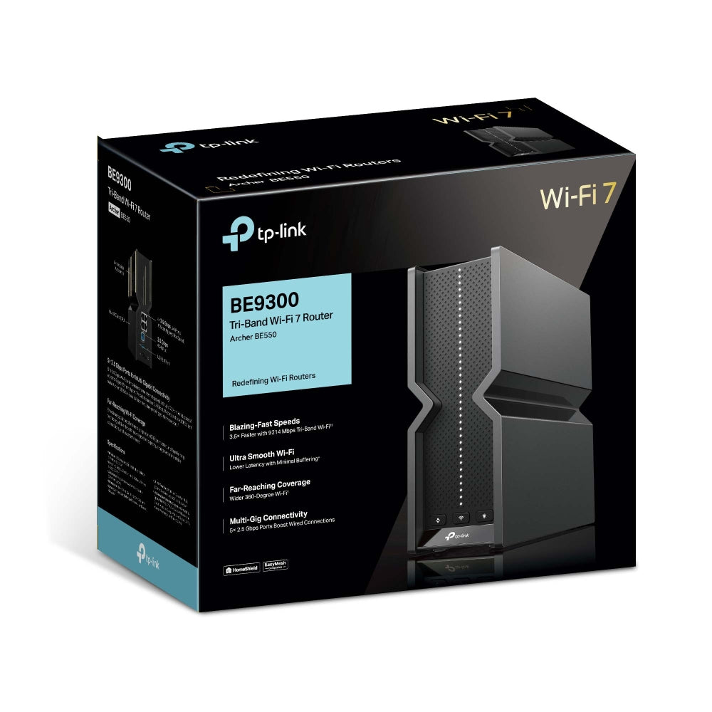 TP-Link Archer BE550 wireless router 2.5 Gigabit Ethernet Tri-band (2.4 GHz / 5 GHz / 6 GHz) Black
