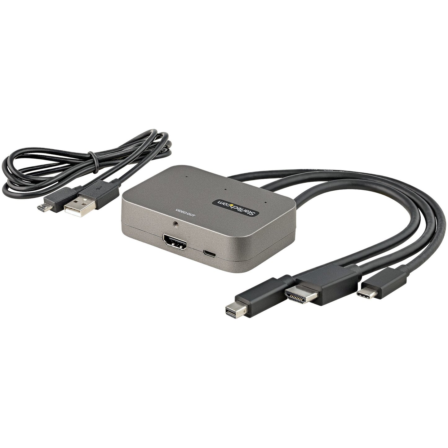 StarTech.com CDPHDMDP2HD video cable adapter 10.6" (0.27 m) HDMI + USB HDMI + Mini DisplayPort + USB Type-C Black, Silver