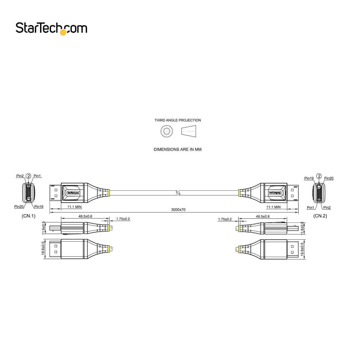 StarTech.com DP14VMM3M DisplayPort cable 118.1" (3 m) Gray, Black