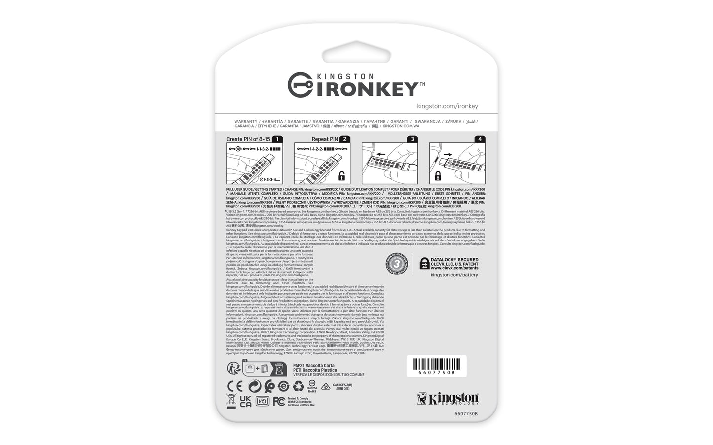 Kingston Technology IronKey Keypad 200 USB flash drive 16 GB USB Type-C 3.2 Gen 1 (3.1 Gen 1) Blue