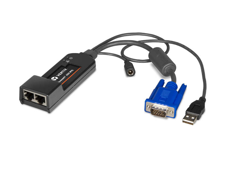 Vertiv Avocent ADX-IPIQ-400 video cable adapter 2 x RJ-45 DVI-I + 3.5mm + USB Type-B Black