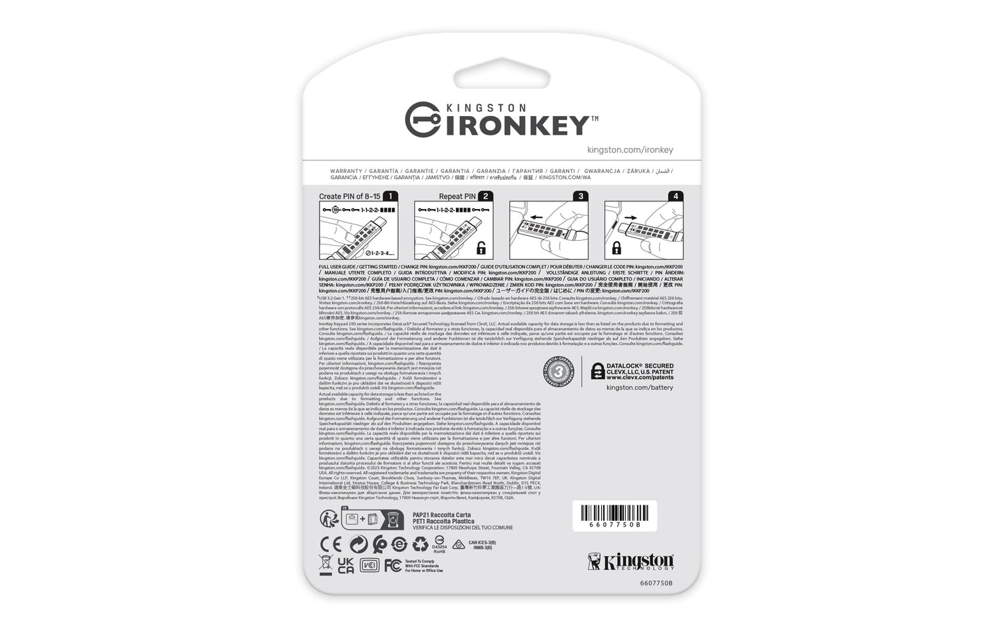 Kingston Technology IronKey Keypad 200 USB flash drive 512 GB USB Type-C 3.2 Gen 1 (3.1 Gen 1) Blue