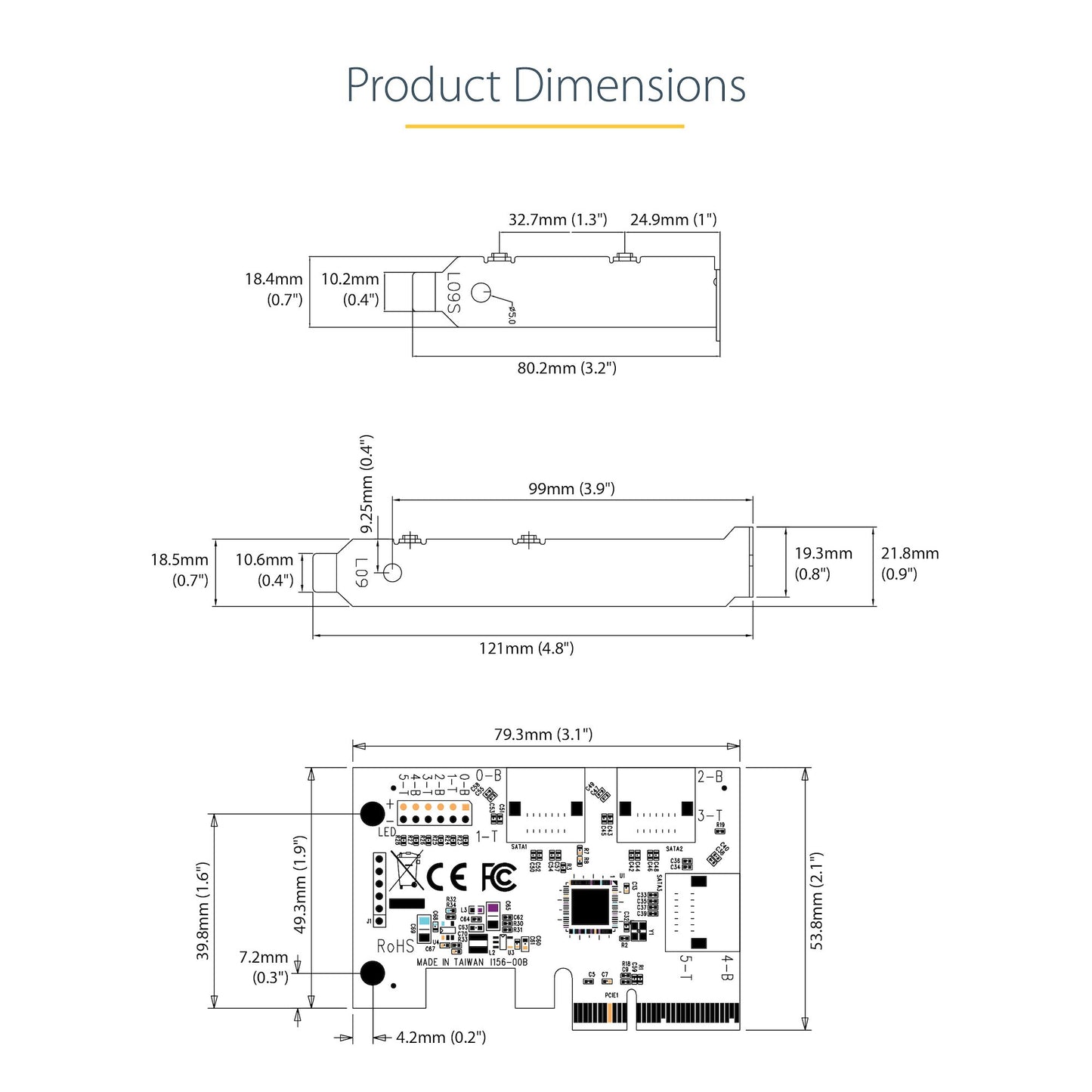 StarTech.com 2P6G-PCIE-SATA-CARD interface cards/adapter Internal