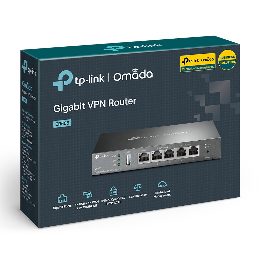 TP-Link Omada ER605 wired router Gigabit Ethernet Black