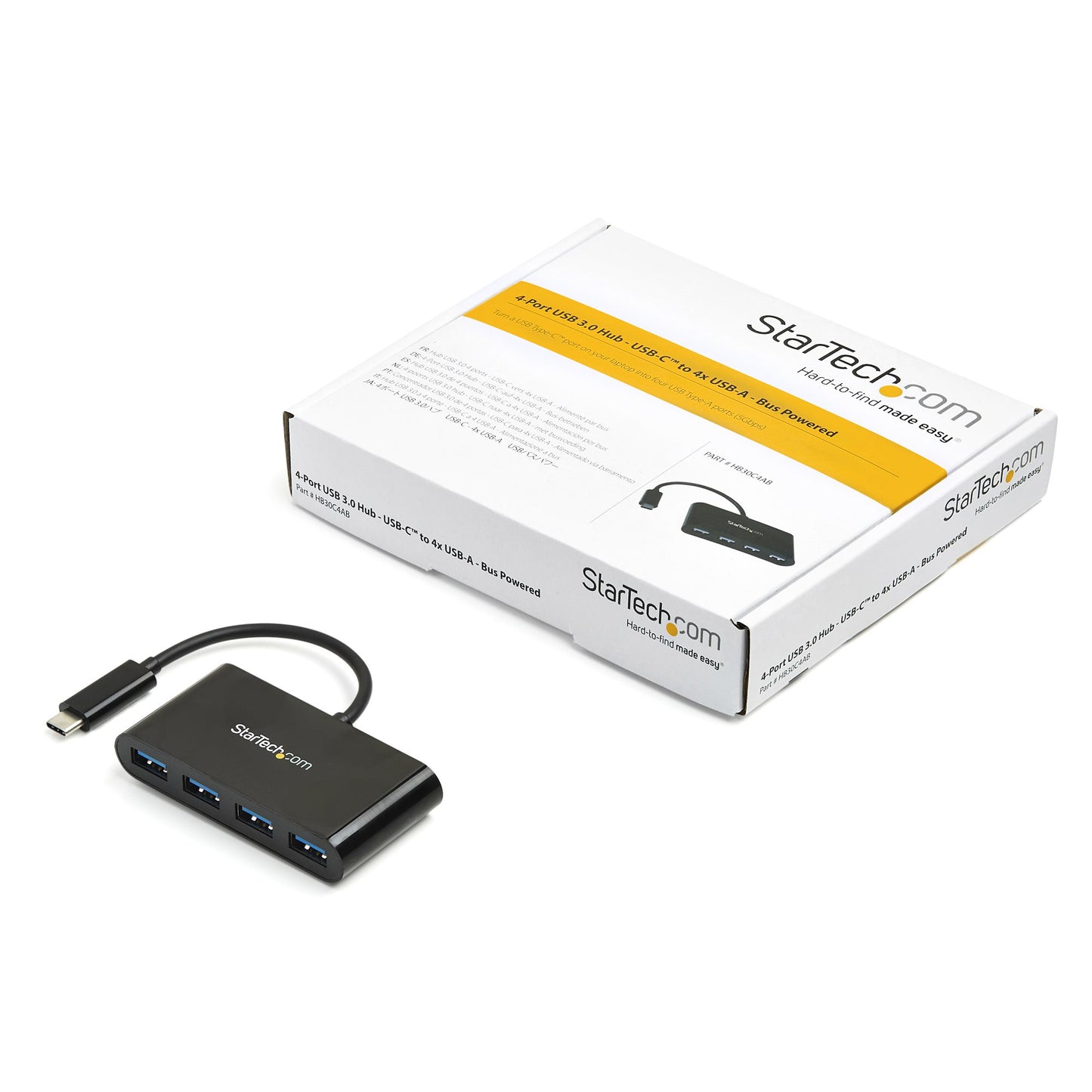 StarTech.com HB30C4AB interface hub USB 3.2 Gen 1 (3.1 Gen 1) Type-C 5000 Mbit/s Black