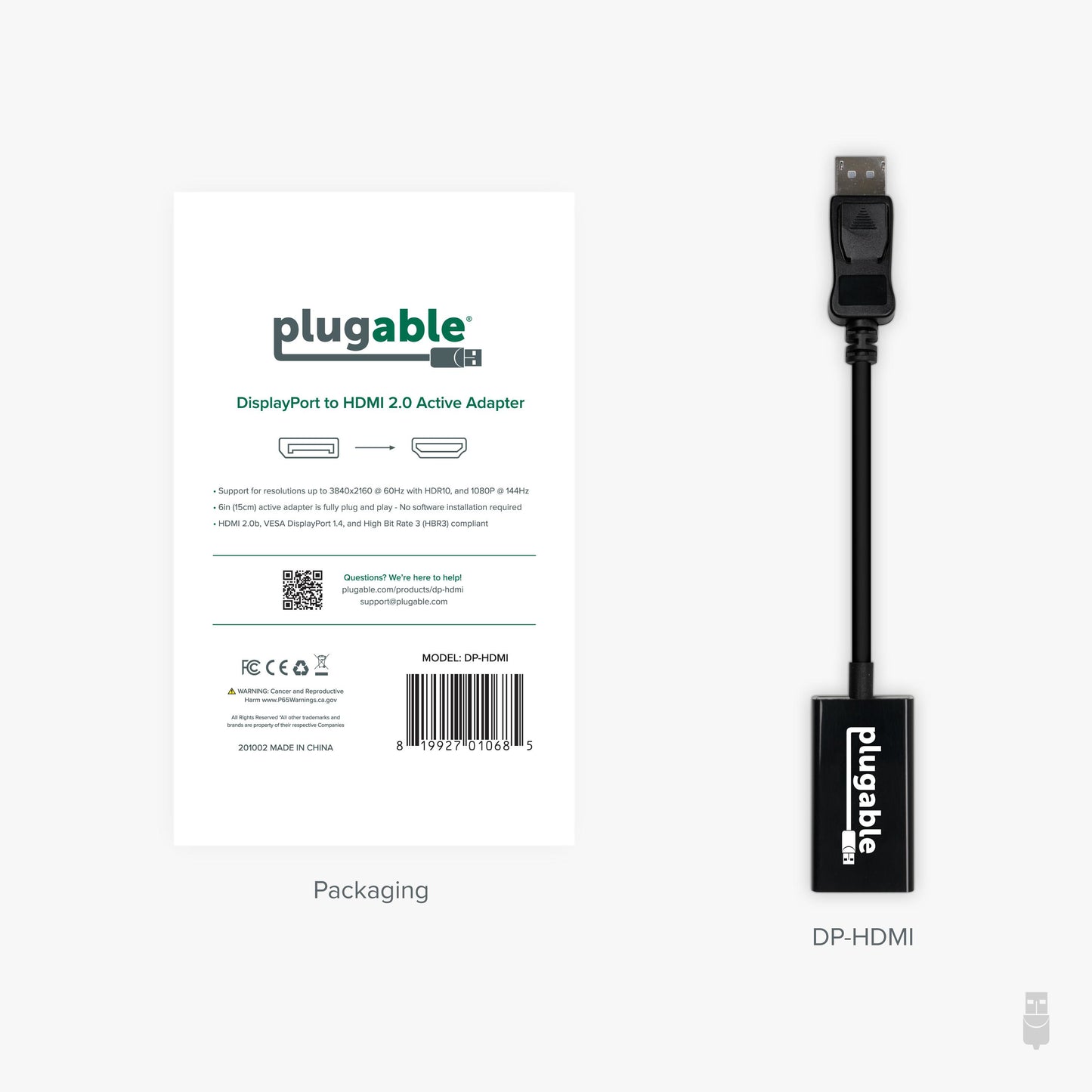 Plugable Technologies DP-HDMI video cable adapter DisplayPort Black