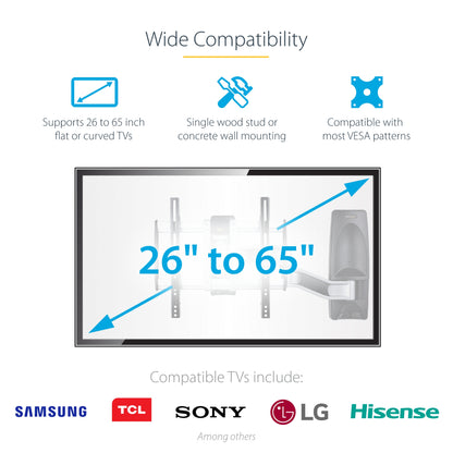 StarTech.com TV-WALL-MOUNT-65FS TV mount/stand 65" Black, Silver