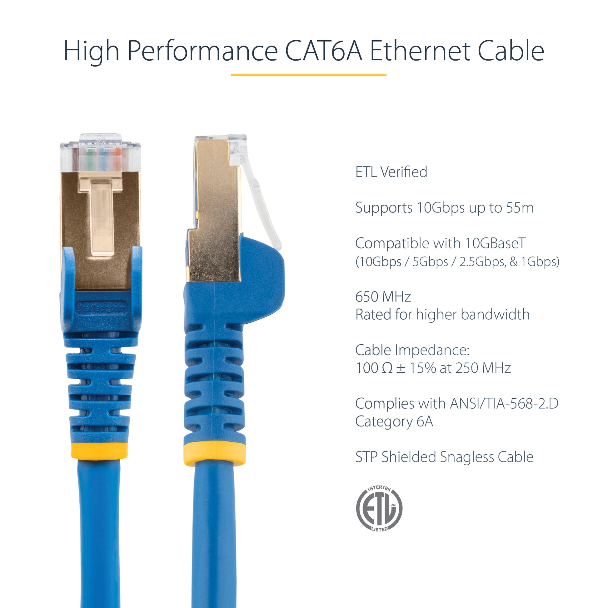 StarTech.com C6ASPAT15BL networking cable Blue 181.1" (4.6 m) Cat6a