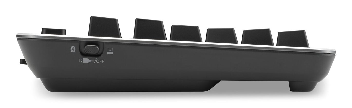 Kensington MK7500F QuietType Pro keyboard Home/Office USB + RF Wireless + Bluetooth QWERTY US English Aluminum, Black