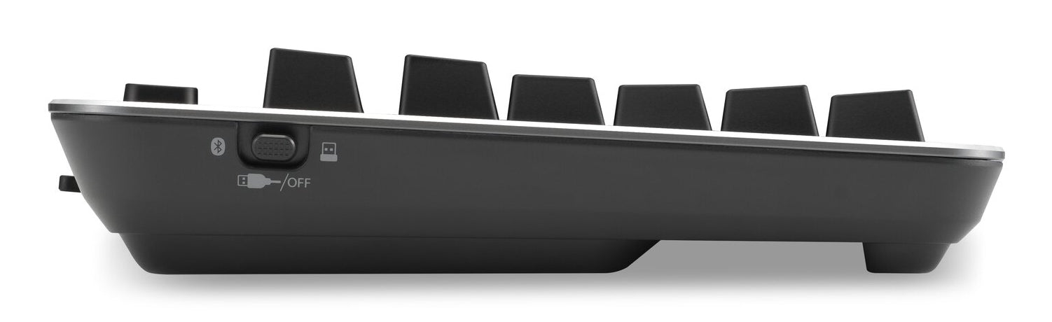 Kensington MK7500F QuietType Pro keyboard Home/Office USB + RF Wireless + Bluetooth QWERTY US English Aluminum, Black