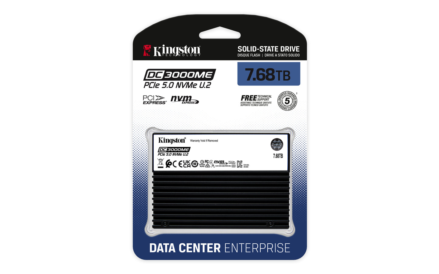 Kingston Technology DC3000ME 7.68 TB U.2 PCI Express 5.0 NVMe 3D eTLC
