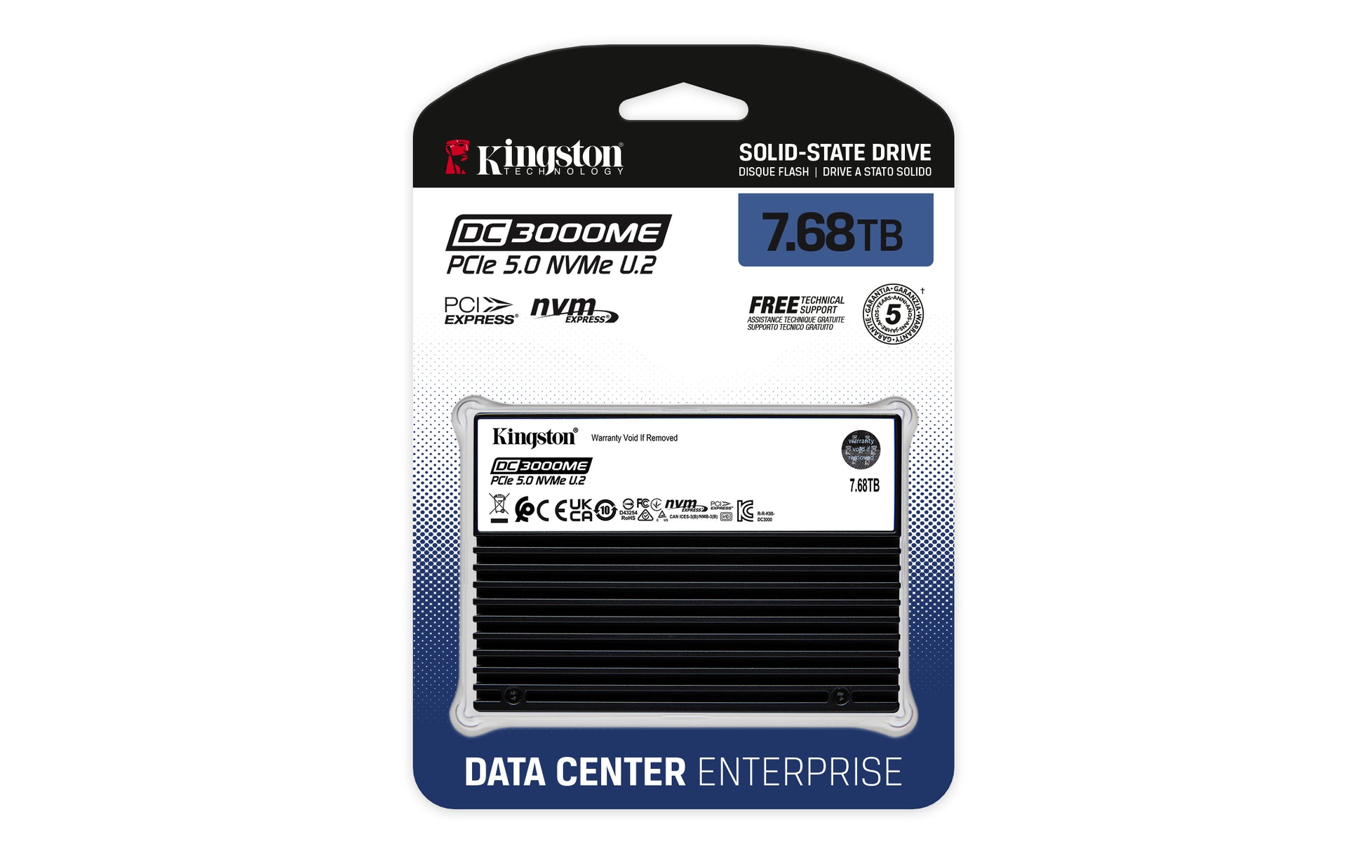 Kingston Technology DC3000ME 7.68 TB U.2 PCI Express 5.0 NVMe 3D eTLC