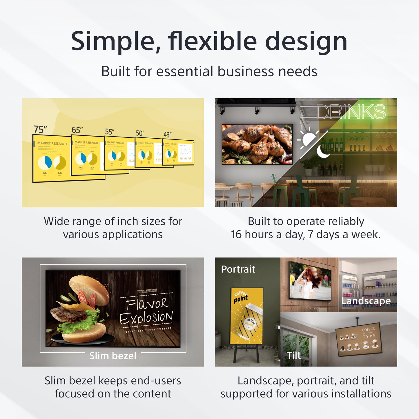 Sony FW-65EZ20L signage display Digital signage flat panel 65" LCD Wi-Fi 350 cd/m² 4K Ultra HD Black Android 16/7