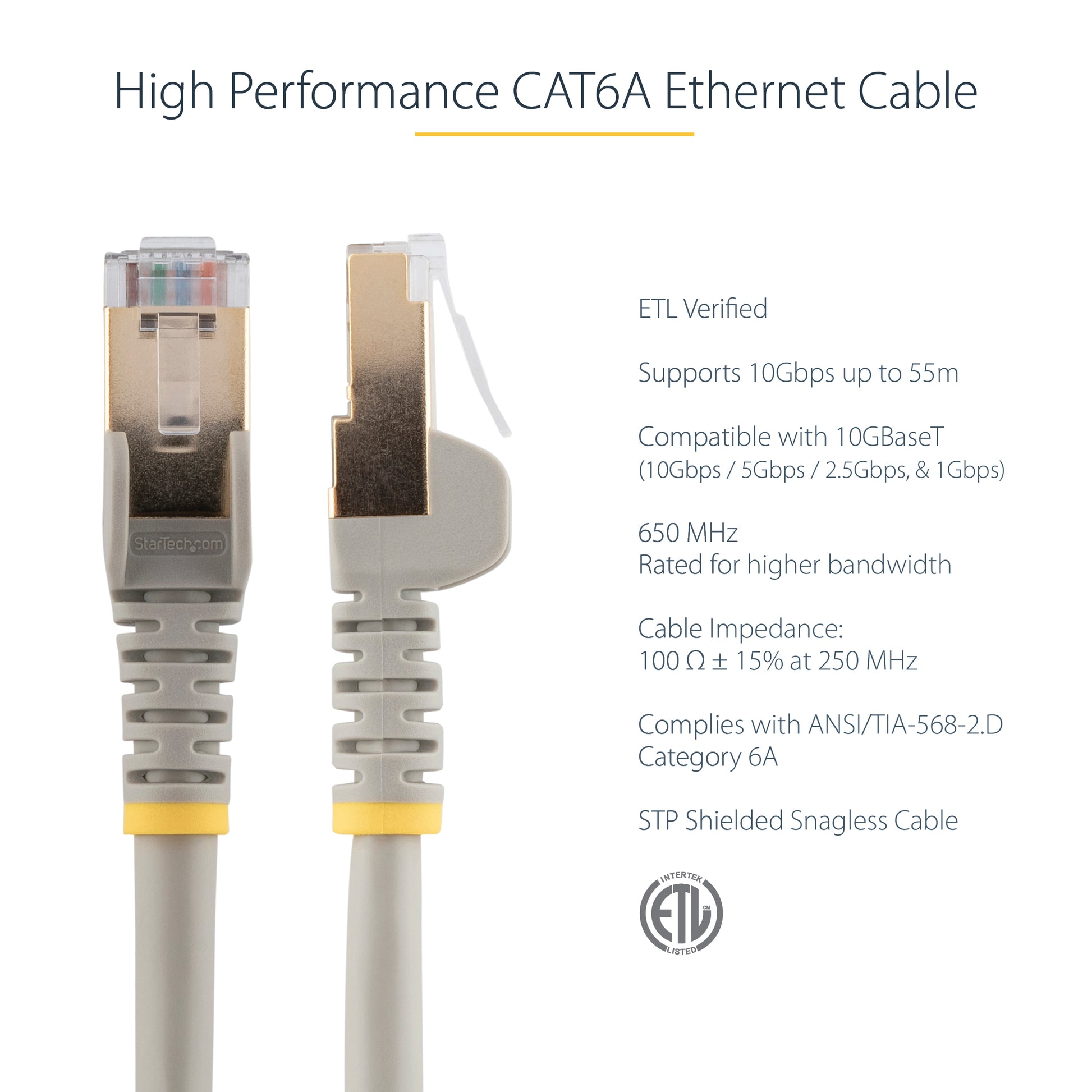 StarTech.com C6ASPAT15GR networking cable Gray 181.1" (4.6 m) Cat6a