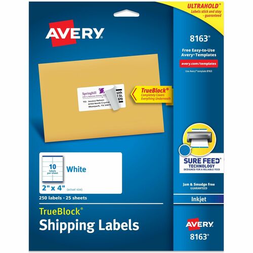 Avery  Inkjet Labels, Shipping, Permanent, 2"x4", 250/PK, WE
