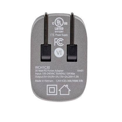 StarTech.com WCH1C30 mobile device charger Laptop, Smartphone, Tablet Black, Gray AC Fast charging Indoor