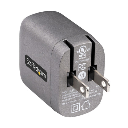 StarTech.com WCH1C30 mobile device charger Laptop, Smartphone, Tablet Black, Gray AC Fast charging Indoor