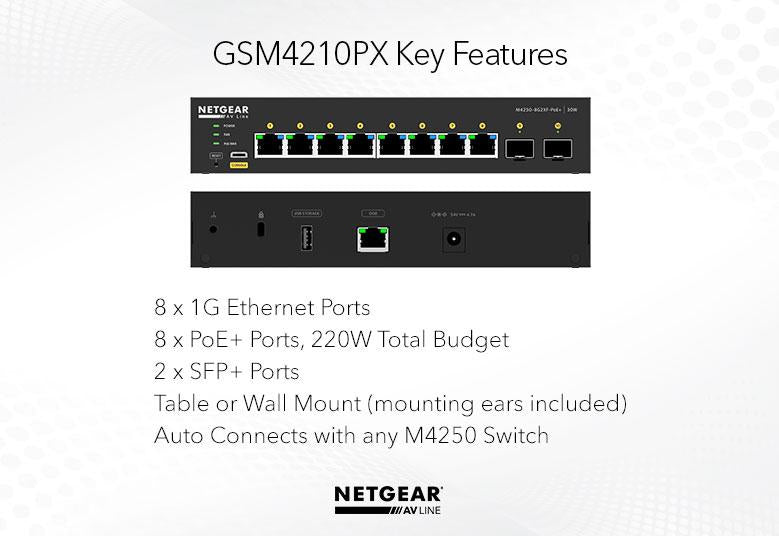 NETGEAR GSM4210PD-100NAS network switch Managed L2/L3 Gigabit Ethernet (10/100/1000) Power over Ethernet (PoE) Black