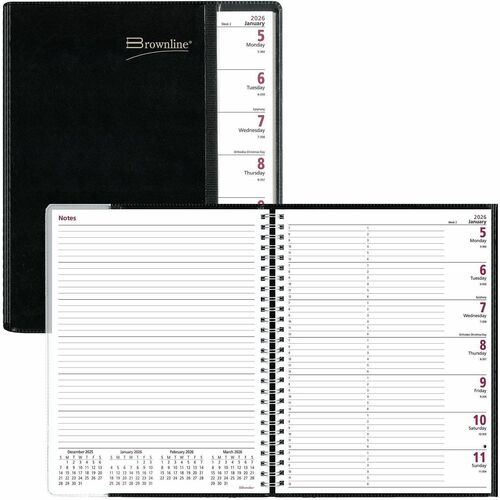 Rediform  Weekly Planner,Hourly Appt,11"x8-1/2",Phone/Addr. Sec,BK
