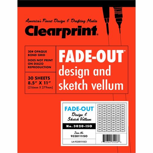 Clearprint  Grid Paper Pad, 20lb., 30Degree Isometric,11"x8-1/2",30 SHT