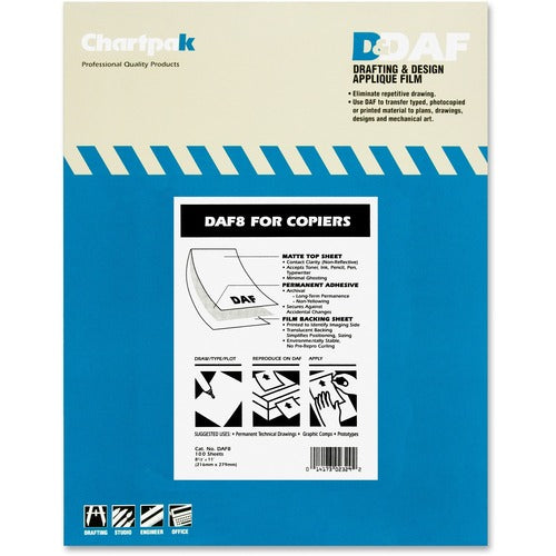 Chartpak  Drafting Film, Permanent, Matte, 8-1/2"x11",100/BX