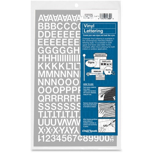 Chartpak  Letters/Numbers, Vinyl, 1/2", WD
