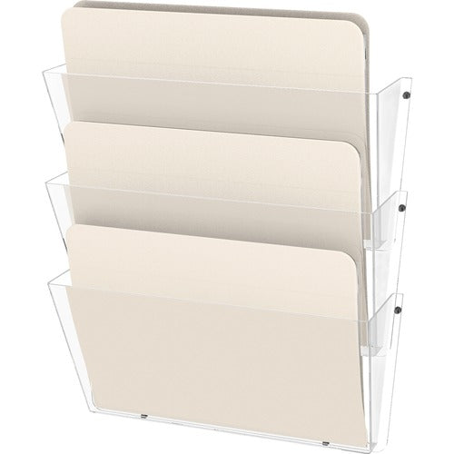 Deflecto  Wall Pockets, 14-1/2"x3"x6-1/2", Letter, 3/PK, Clear
