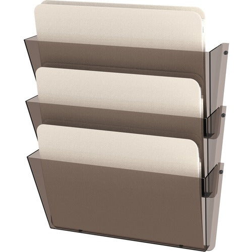 Deflecto  Wall Pockets, 14-1/2"x3"x6-1/2", Letter, 3/PK, Smoke