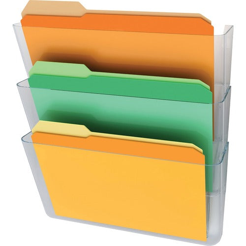 Deflecto  Wall Pocket System, Letter, 13"x4"x19", 3/ST, Clear