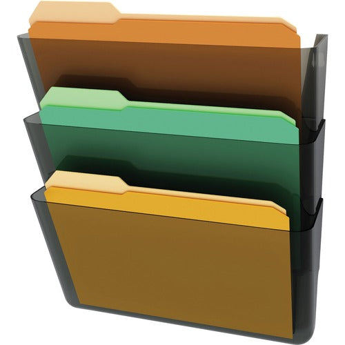 Deflecto  Wall Pocket System, Letter, 13"x4"x19", 3/ST, Smoke