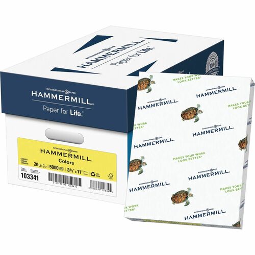 Hammermill  Copy Paper, 20 lb, 8-1/2"x11", 500/RM, Canary-HAM103341