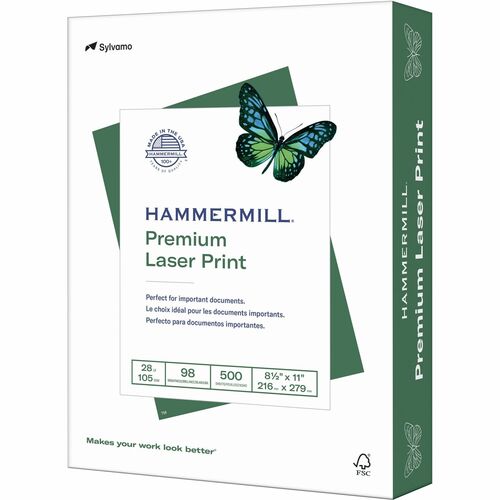 Hammermill  Laser Print Paper,28 lb.,98 GE/112 ISO,8-1/2"x11", 500/RM,WE-HAM125534