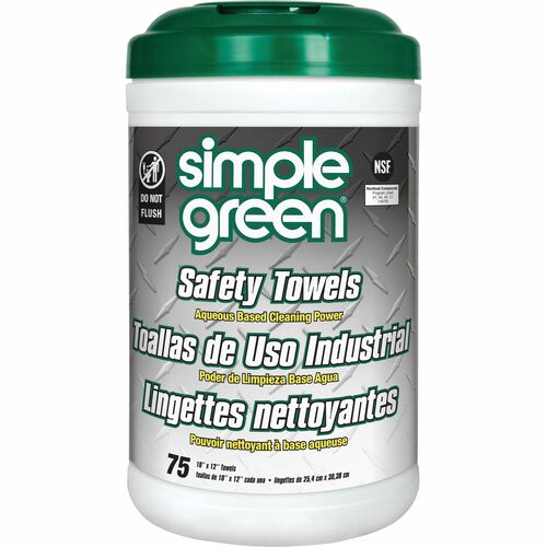 Simple Green  Multipurpose Cleaning Towels,10"x11-3/4, 75 Wipes