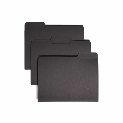 Smead  Interior Folder, 1/3 Cut Tab, Letter, 100/BX, Black
