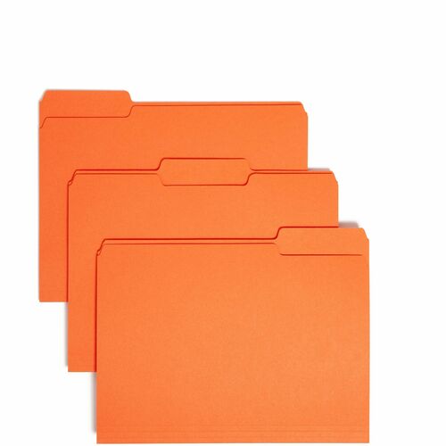 Smead  Interior Folder, 1/3 Cut Tab, Letter, 100/BX, Orange