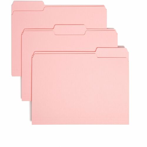 Smead  Interior Folder, 1/3 Cut Tab, Letter, 100/BX, Pink