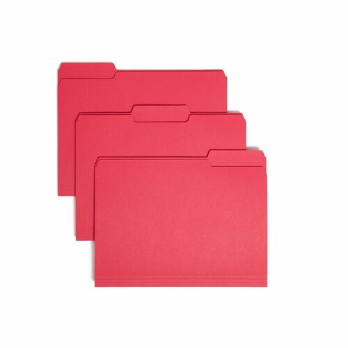 Smead  Interior Folder, 1/3 Cut Tab, Letter, 100/BX, Red