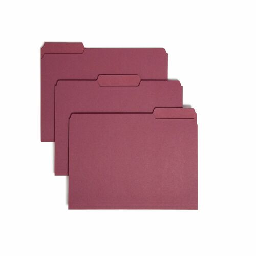 Smead  Interior Folder, 1/3 Cut Tab, Letter, 100/BX, Maroon