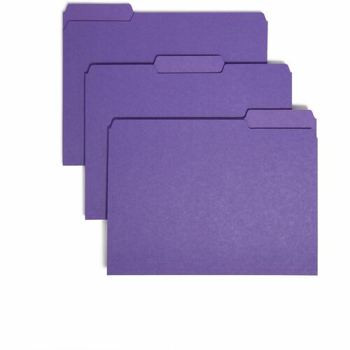 Smead  Interior Folder, 1/3 Cut Tab, Letter, 100/BX, Purple
