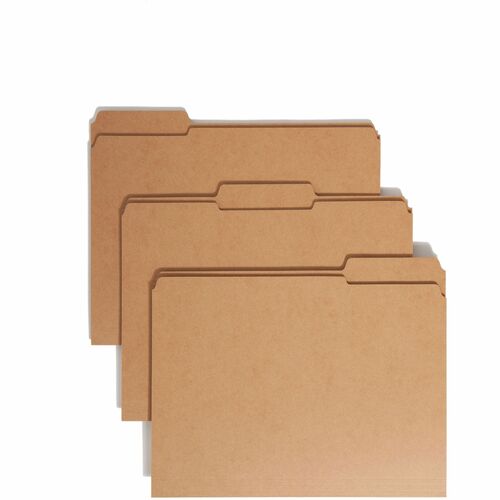 Smead  Folder, 11 Point, 2-Ply, 1/3 Ast Tab Cut, Ltr, 100/BX, Kraft