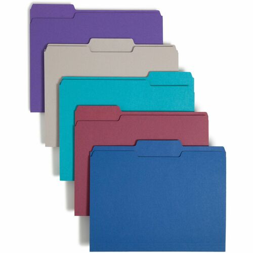 Smead  File Folder,1/3 AST 1-Ply Tab,Letter,100/BX,GY/MN/PE/TL