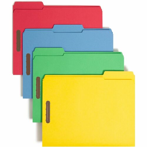 Smead  Top-Tab Folders, w/Fasteners, Letter, 50/BX, Assorted
