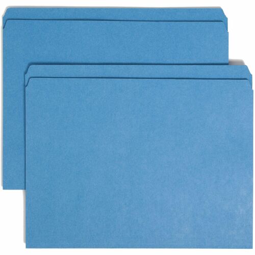 Smead  File Folder, Straight Tab Cut, Letter, 100/BX, Blue