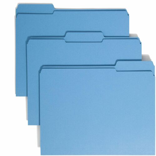 Smead  File Folder,1/3 AST 2-Ply Tab Cut,Letter,100/BX,Blue