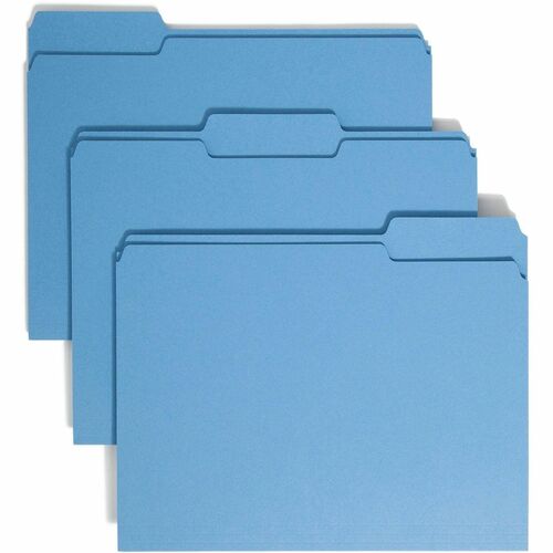Smead  File Folder,1/3 AST 1-Ply Tab,Letter,100/BX,Blue