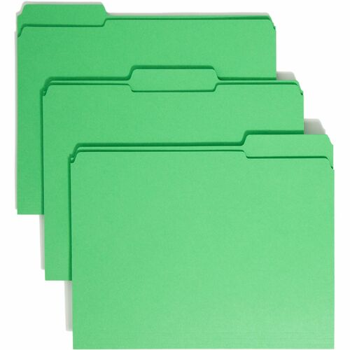 Smead  File Folder,1/3 AST 2-Ply Tab Cut,Letter,100/BX,Green