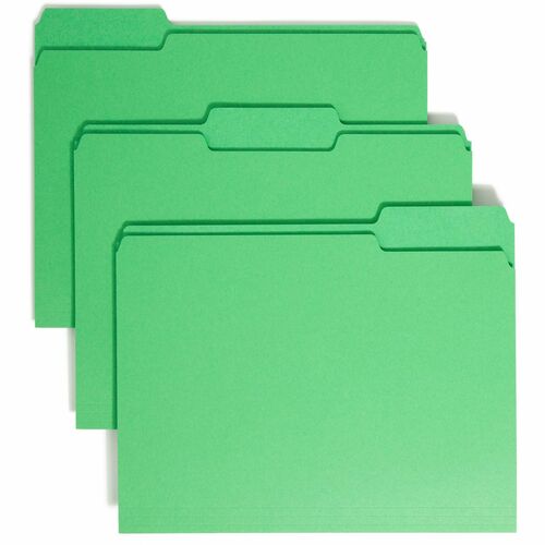 Smead  File Folder,1/3 AST 1-Ply Tab,Letter,100/BX,Green