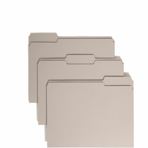 Smead  File Folder,1/3 AST 1-Ply Tab,Letter,100/BX,Gray