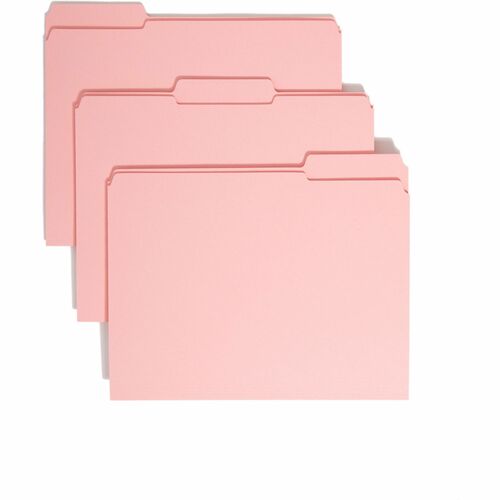 Smead  File Folder,1/3 AST 2-Ply Tab Cut,Letter,100/BX,Pink