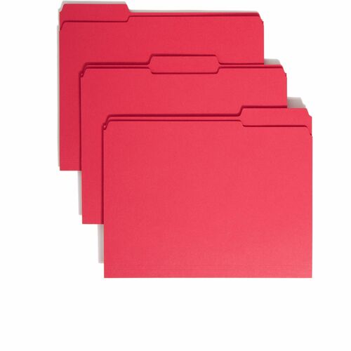 Smead  File Folder,1/3 AST 2-Ply Tab Cut,Letter,100/BX,Red